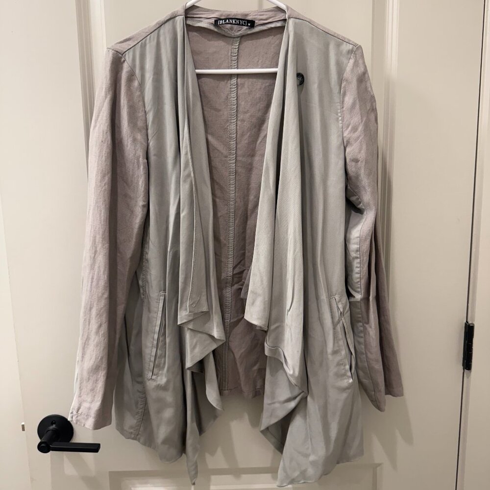 BLANKNYC Drape Front Jacket Cardigan Grey Size M Boho Layering